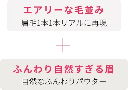 エアリーな毛並み眉毛1本1本リアルに再現+ふんわり自然すぎる眉自然なふんわりパウダー