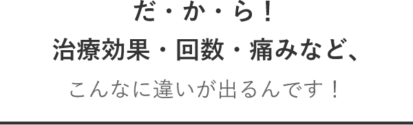 だ・か・ら！治療効果・回数・痛みなど、こんなに違いが出るんです！