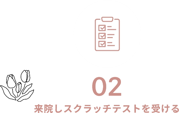 02来院しスクラッチテストを受ける