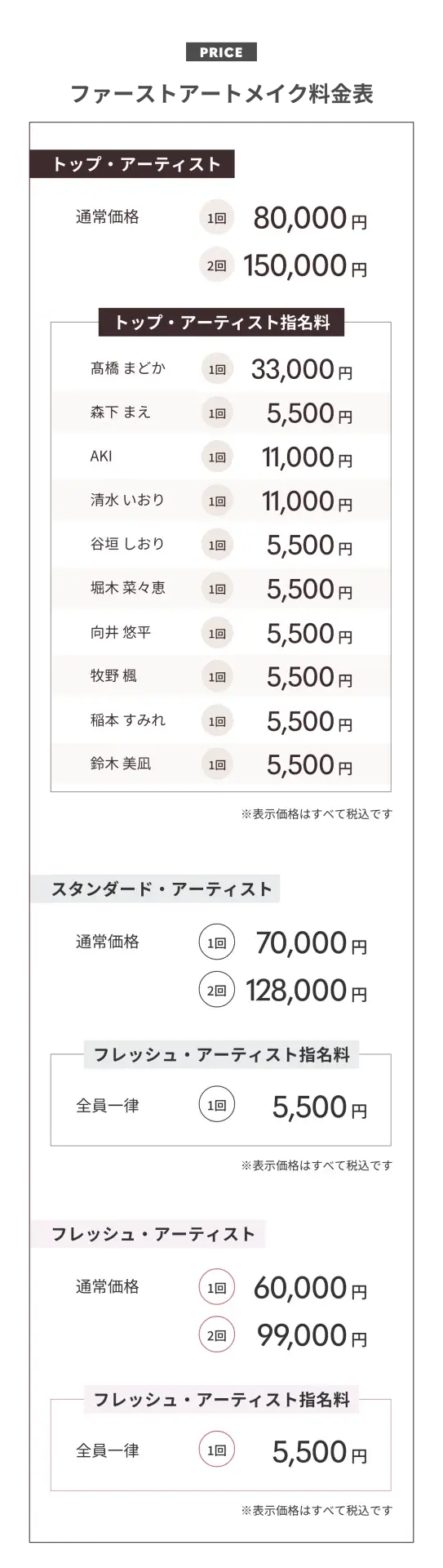料金表