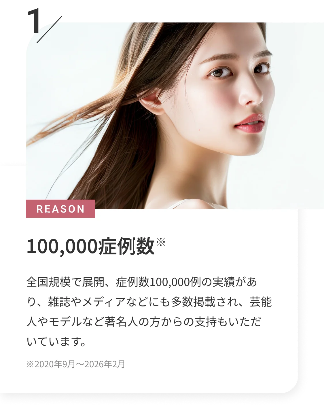 REASON 1 100,000症例数 全国規模で展開、症例数100,000例の実績