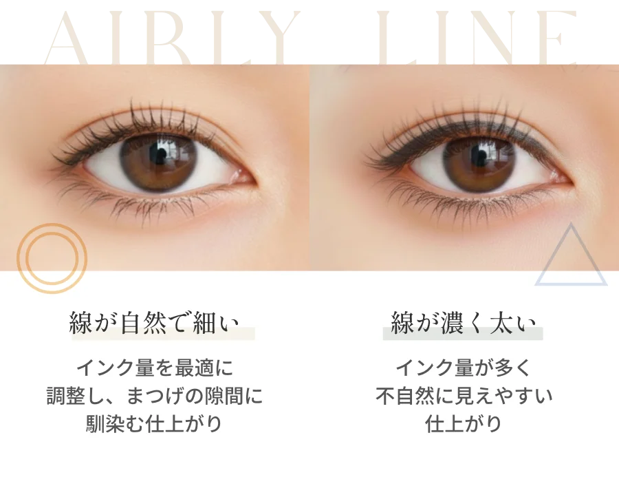 線が自然で細い vs 線が濃く太い