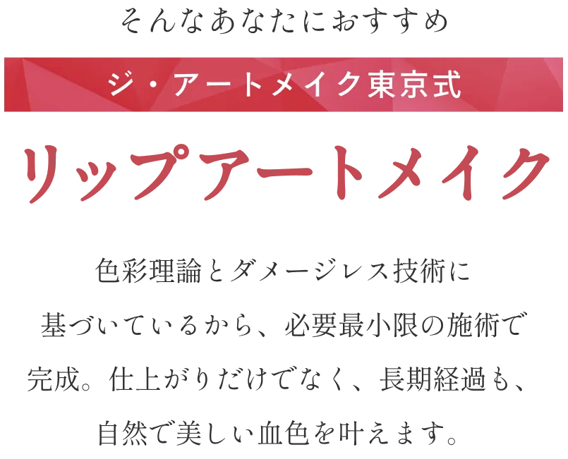 そんなあなたにおすすめ ジ・アートメイク東京式リップアートメイク