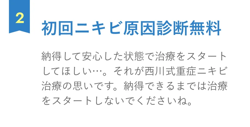 初回ニキビ原因診断無料